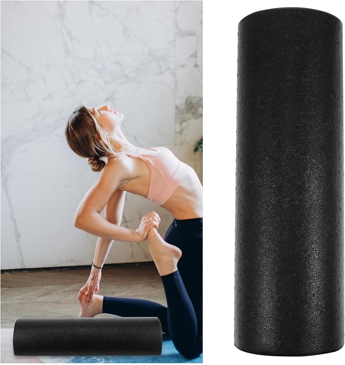 Veemoon Epp Half-Round Yoga Roller Black 45cm Back Roller Fitness Foam Massage Stick for Muscle and Deep Tissue Massage at Home