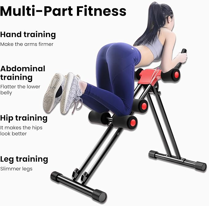 Ab Workout Equipment,Health & Fitness Foldable Hyperextension Roman Chair Full Body Workout for Home Gym, Strength Training Exercise Equipment for Body Shaping, Foldable Waist Trainer Suitable for Beginner