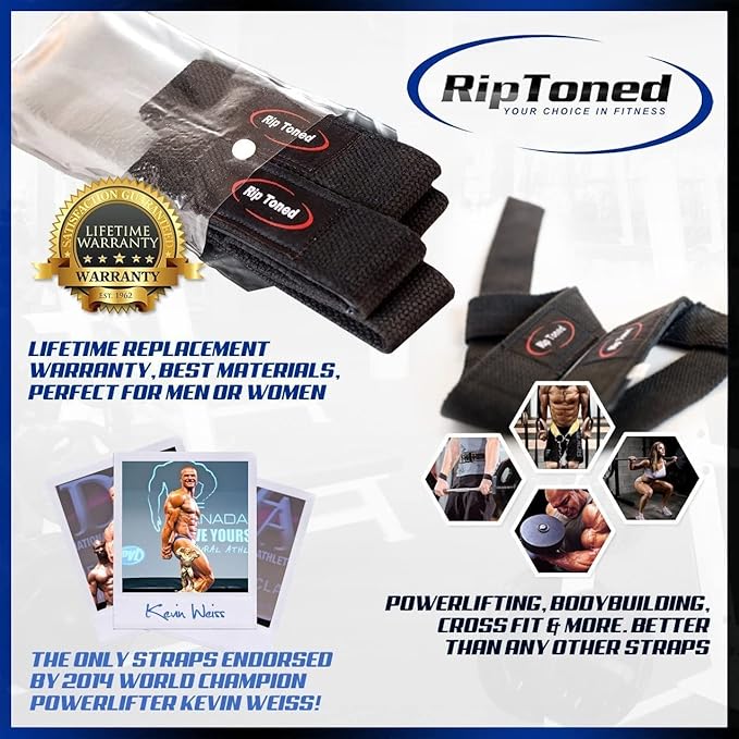 Rip Toned Wrist Wraps & Lifting Straps Combo – Dynamic Duo Push & Pull Support for Weightlifting – Wrist Support Wraps + Padded Grip Straps for Bench, Deadlifts, Rows & Pull-Ups (Men & Women)