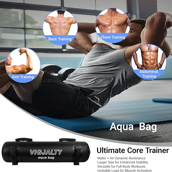 Heavy Aqua Bags-Water weight Bag 38-66Ibs - Ultimate Core Water Weights Aqua Ball-Adjustable Workout Sandbag Alternative for Full Body Exercise, Portable Stability Fitness & Balance Trainer Equipment