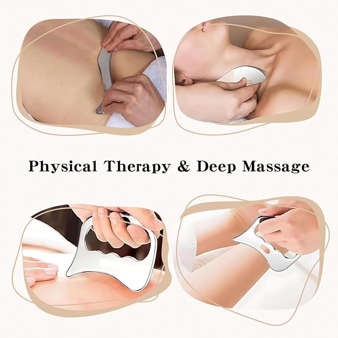 2-in-1 Stainless Steel Gua Sha Muscle Scraper Tool Set - for Myofascial Release, Physical Therapy & Deep Tissue Massage(S&D)