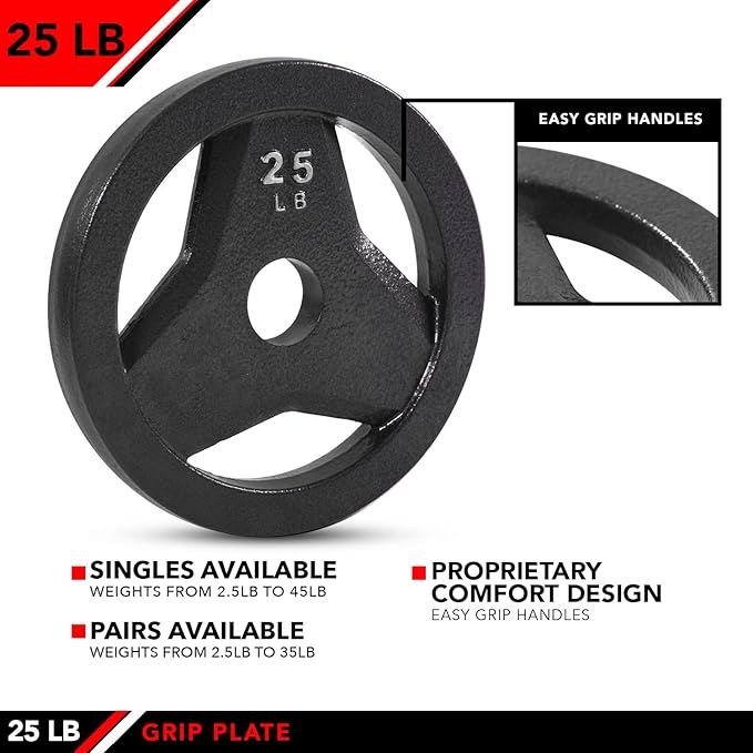 JFIT Olympic 2 Inch Grip Plates and Bumper Plates for Barbell - Single Weights or Sets of 2 (Muliple Weights)