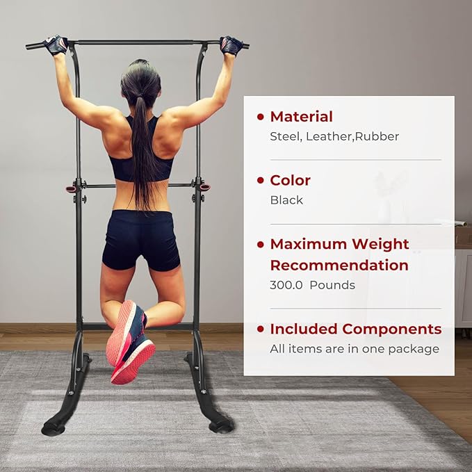 Power Tower Pull Up Bar for Home Gym, Multi Functional Pull Up Bar Stand Dip Bar Station, Adjustable Height Workout Dip Station Strength Training Fitness Equipment