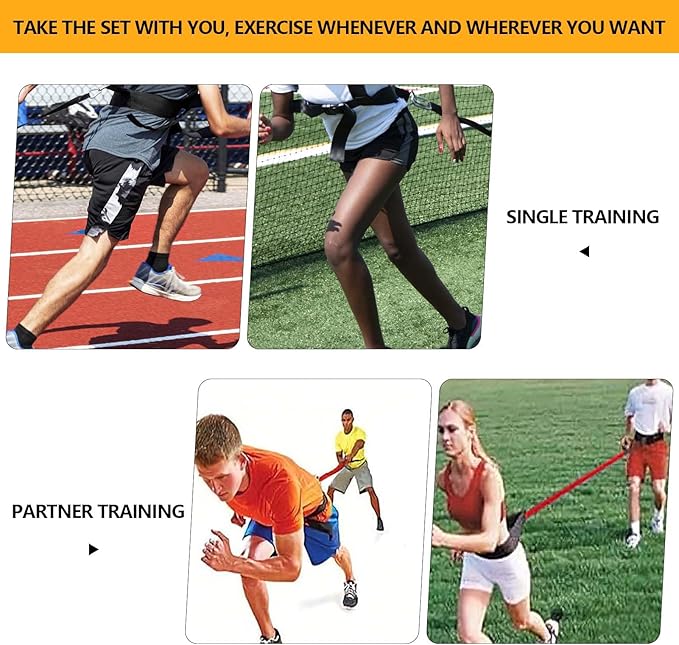80lb Resistance Band Finess Training Set, Shoulder Belt Explosive Speed Agility Training Equipment Double People Physical Exercising Suit for Various Sports