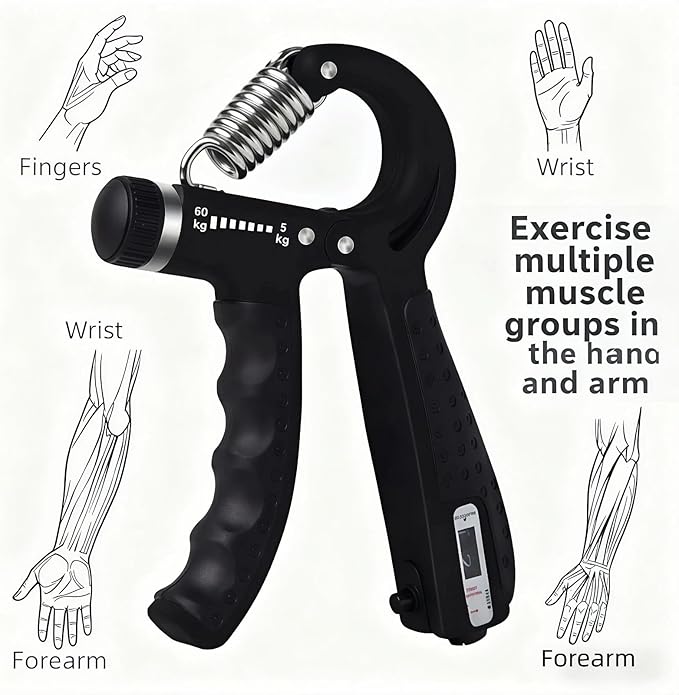 Grip Strength Trainer,Hand Grip Strengthener ,Adjustable Resistance 11-132 Lbs (5-60kg),Hand Forearm Wrist Exerciser for Strength Training & Functional Rehabilitation 1Pack(Orange)