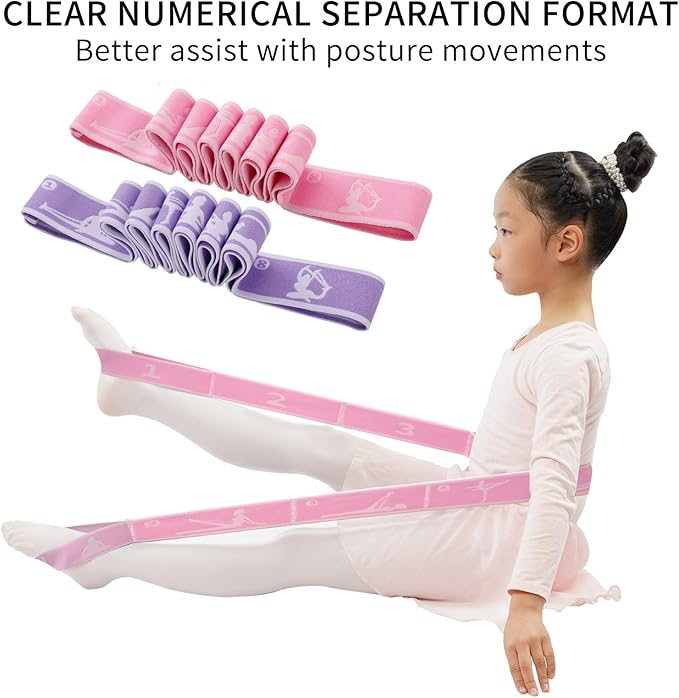 2 PCS Kids Stretching Strap - 8-Loop Adjustable Stretch Bands for Dance, Ballet, Yoga, Gymnastics Workout, Children‘s Fitness Equipment, Stretching Resistance Bands and Home Flexibility Training