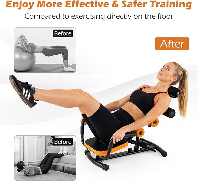 Goplus Ab Machine, Core Abdominal Trainer w/ 3-Position Adjustable Backrest, Foam Support, Ab Trainer Sit Up Bench Chair Ab Rocket Exercise Equipment for Home Gym Full-Body Workout