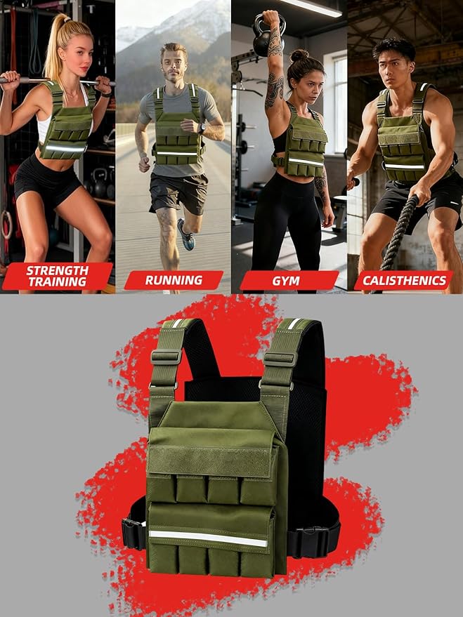 SMONT Weight Vest for Women Men - Adjustable Rucking Vest Strength Training, Running, Walking - Secure Fit for Gym Outdoor Workouts Strengthen Endurance Training(Excluding Lead Blocks)