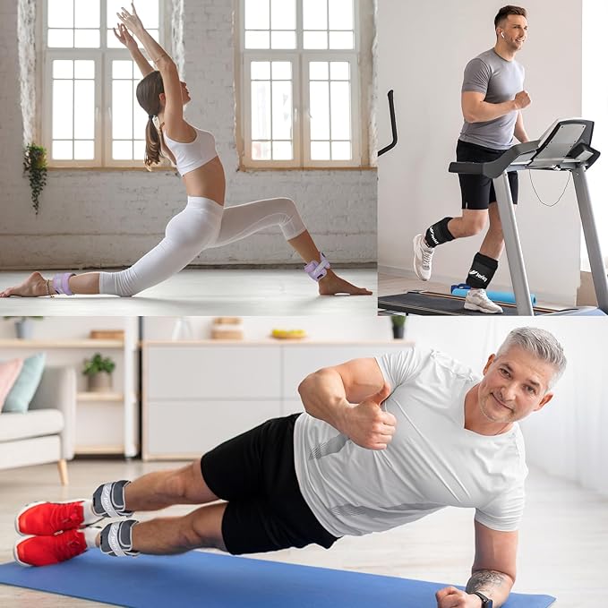 Adjustable Ankle Weights for Women Men 1/2/3/4/5/6/8/10/12/20 LBS 1 Pair Wrist Leg Arm Weights with Removable Weight Strength Training Weight for Walking Running Fitness Physical Therapy
