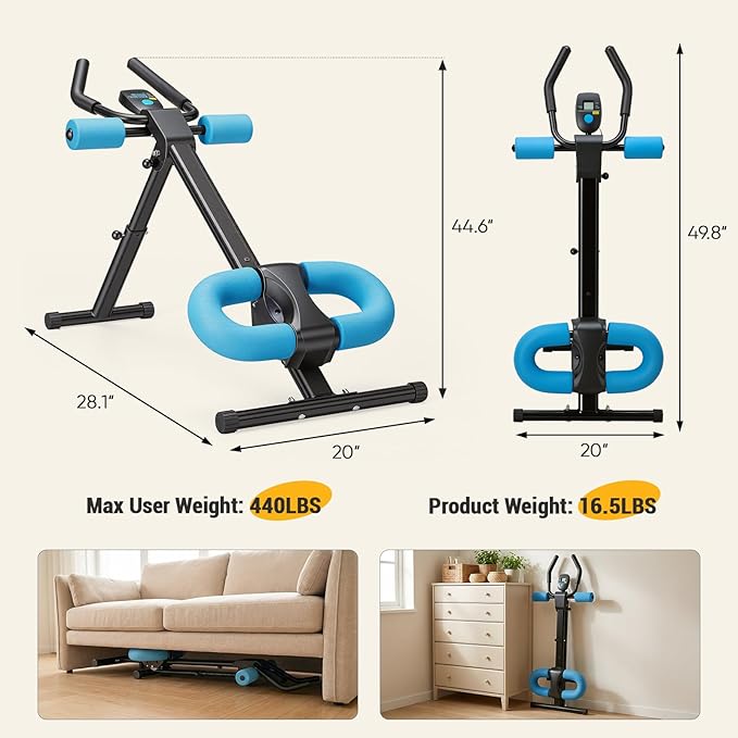 NEWBULIG Ab Machine, Abs Workout Equipment for Home Gym, Adjustable Ab Trainer Machine for Stomach Workout, Foldable Abdominal Trainer