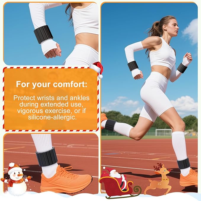 2025 Upgraded Magnetic Ankle Weights for Women, Wrist Weights,Silicone (Waterproof), Non-Slip, Easy Wear, Adjustable (Men & Women), Ideal for Jogging/Yoga/Pilates & More, Great Gift.(2 Pack)