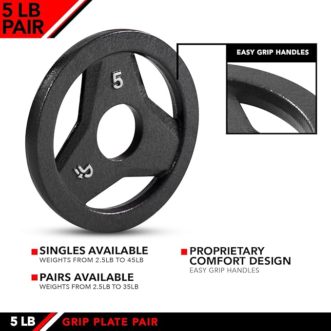 JFIT Olympic 2 Inch Grip Plates and Bumper Plates for Barbell - Single Weights or Sets of 2 (Muliple Weights)