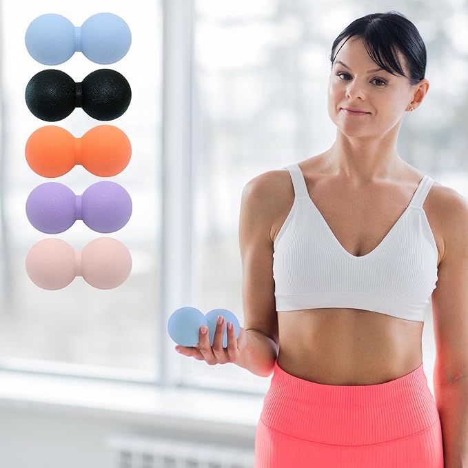 Hard Peanut Massage Ball, Double Lacrosse Massage Ball. Deep Tissue Massager Mobility Roller for Physical Therapy Myofascial Release Trigger Point Muscle Relax Pain Relief Acupressure (Purple)