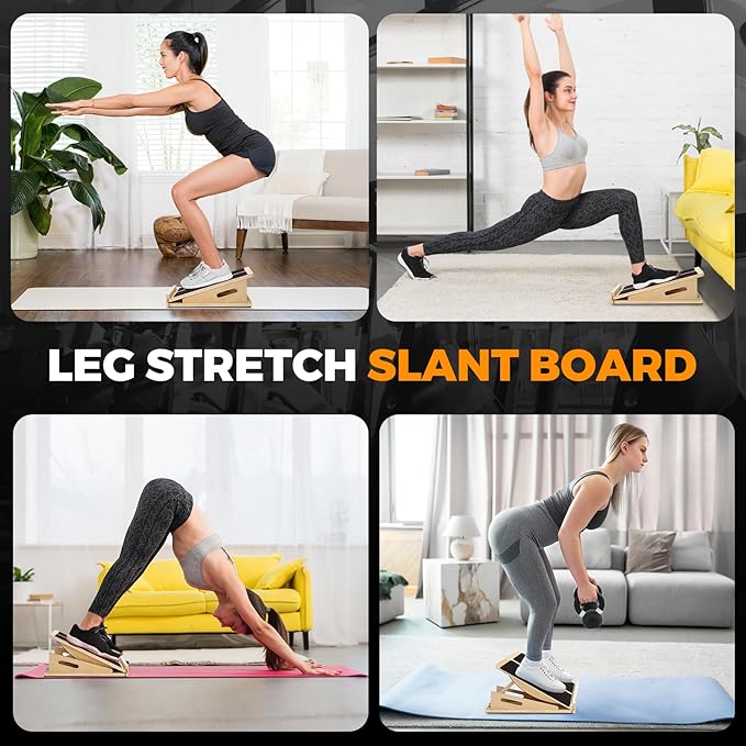 2-in-1 Wooden Balance Board with Adjustable Incline (15Β°β35Β°) β Slant Board & Calf Stretcher for Balance Training, Core Strength, and Ankle Mobility β Solid Wood, Non-Slip Surface, Ideal for Home Gym & Physical Therapy