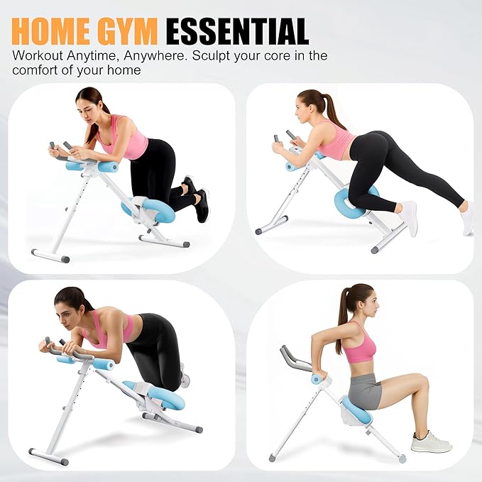 Abdominal Trainers - Adjustable Ab Trainer Machine, Foldable Abdominal Workout Equipment with Knee Protection - Home Gym Core Strength Trainer for Men & Women