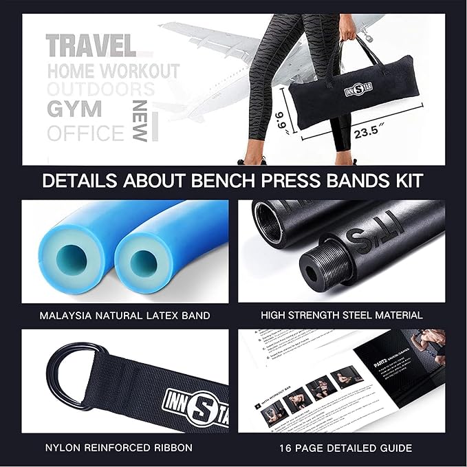 Innstar Multi-Function Resistance Bands for Working Out, Push Up Exercise Bands Resistance Bands Set for Bench Press Gym Equipment, Home Workout, Travel Portable