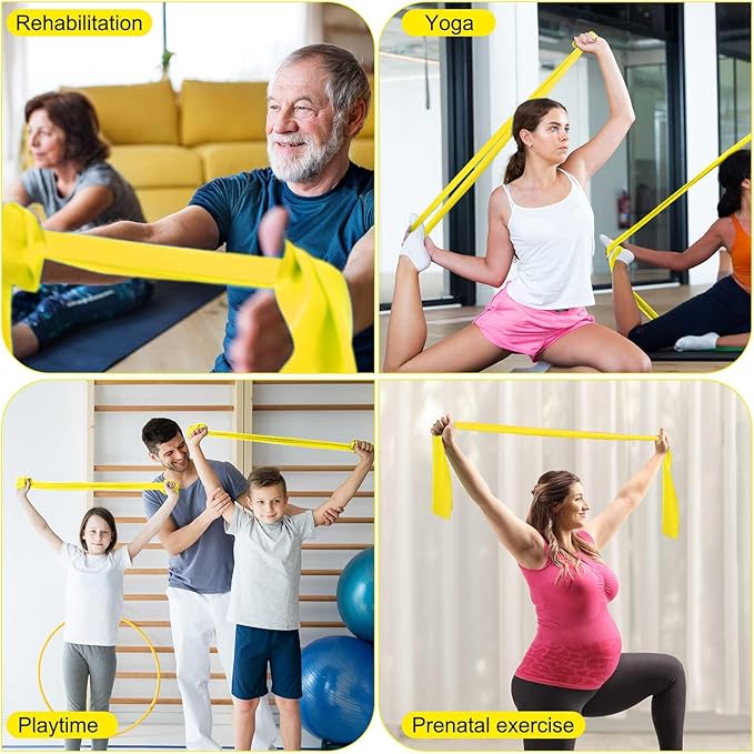 DEEKIN 10 Pcs Resistance Bands Professional Exercise Elastic Bands Latex-Free Yoga Starter Set for Pilates, Physical Therapy, Strength Training, Yoga, Working Out for Women Home Gym