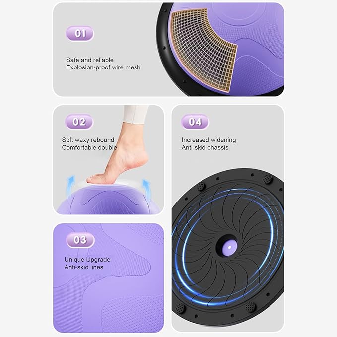 Half Exercise Ball Trainer, With Full Body Engagement, 46x19cm, Balance Training Ball, Half Core Exercise Equipment, Anti-Burst Material, For Men Women Family Home Yoga Studio Gym Workout