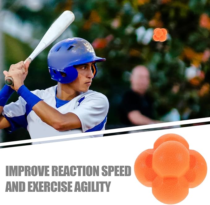 Hexagonal Reaction Ball for Reflex Training Orange Agile Speed Training Tool for Hand Eye Coordination Goalkeeper and Baseball Practice Reaction Equipment