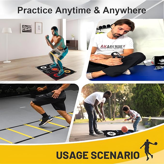 Basketball Training Equipment, Agility Footwork Training Mat, Dribble Trainer, Basketball Practice Aids to Improve Speed, Strength and Coordination