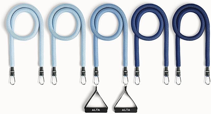 ALTA Resistance Tube Bands for Women - Full Kit Resistance Bands for Working Out with Handles, Ankle Straps, Door Anchor – Home Workout Bands for Physical Therapy, Pilates Long Exercise Bands Set