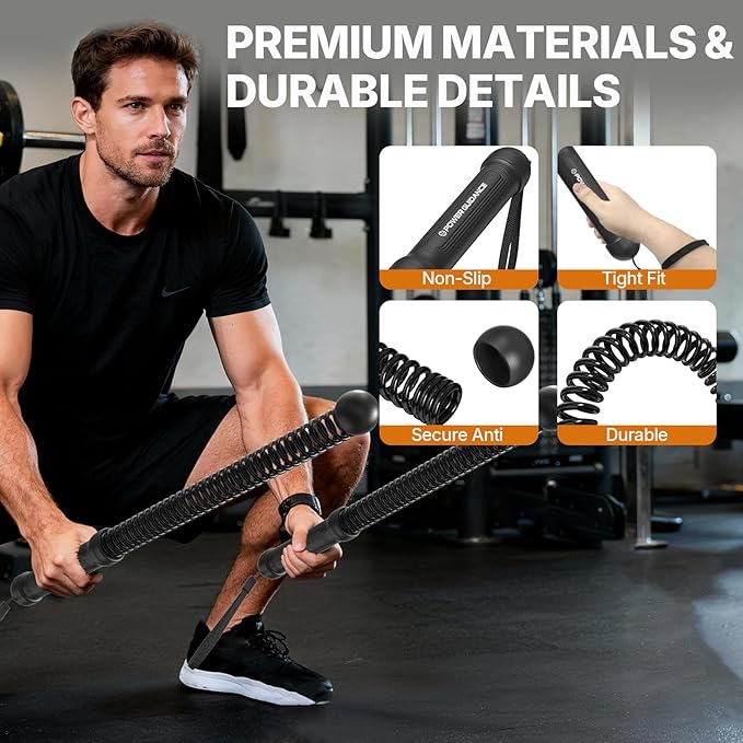 POWER GUIDENCE 2pcs Ropeless Battle Ropes for Home Gym, Portable Battle Ropes for HIIT Workouts, Small Space, Travel & Apartment Training Equipment for Men & Women