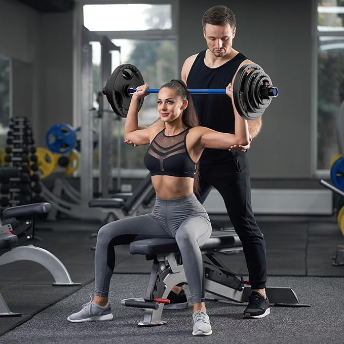 RitFit Barbell Weight Set - 4/6FT Olympic Barbell with Weight Plates (55-115LB Total) - Weightlifting Equipment for Squats, Curls, Deadlifts, Presses, Hip Thrusts
