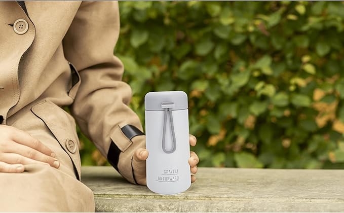 9oz Water Bottle Small Double Wall Insulated Mug,304 Stainless Steel for Hot&Cold Drinks,Leak Proof Water Bottle Vacuum Insulation with Carry Handle Beige