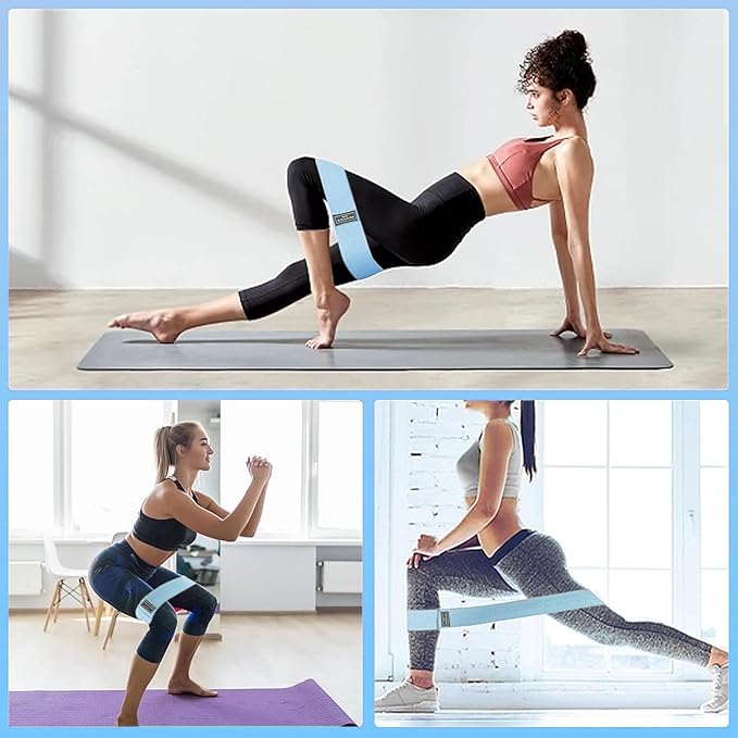 Yoga Mat Thick, 6 Fabric Resistance Bands, 2 Pack Yoga Blocks, Home Workout Equipment Essentials Starter Kit for Beginners Full Body Toning