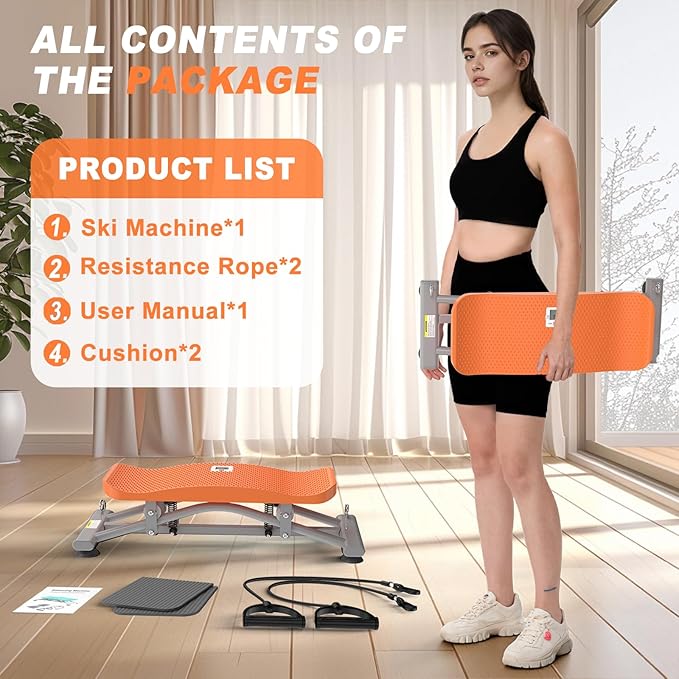 Balancing Machine for Full Body Workout,Simulated Ski Full Body Cardio Workout Equipment,Sliding Ski Simulator with Resistance Bands,Portable Twist Balance Trainer Featuring LCD Display
