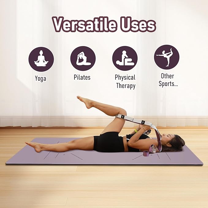 Stretch Bands for Exercise, Non Elastic Yoga Stretching Strap with Loops, 3.8cm x 2.45m, Stretching Bands for Physical Therapy, Yoga, Pilates, Dance, Gymnastics Exercise