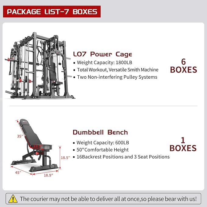 Multi-Purpose Squat Rack,Smith Machine Weight Rack Set with Cable Crossover System, Home Gym Power Racks, Power Racks and Packages