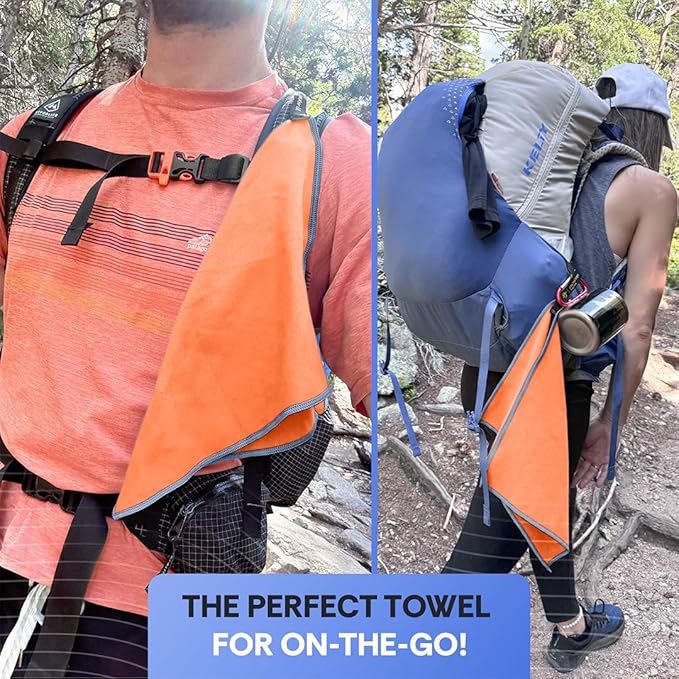 Backpacking Ultralight Quick Dry Microfiber Soft Fast Drying Hand and Face Towel Wash Cloth Camping Yoga Hiking Active Lifestyle Small (Orange, Small)