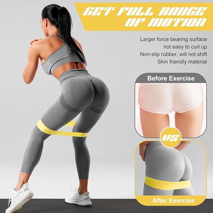 12 Pcs Latex Resistance Loop Exercise Bands for Booty Workout Stretch Exercise Bands Non Slip for Legs Squat Resistance Loop Women Men Starter Butt Hip Thigh Fitness
