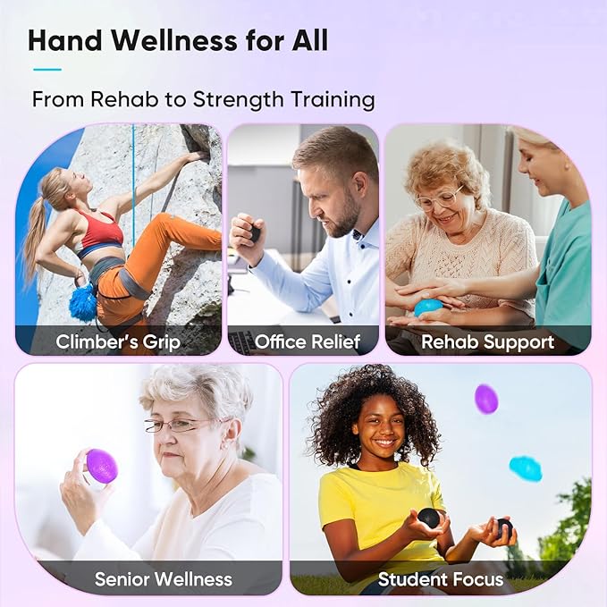 FitBeast Stress Balls for Adults, Hand Exercise Balls 6 Pack, Stress Relief & Grip Strength Trainer, Squishy Balls & Squeeze Balls for Arthritis, Carpal Tunnel, Hand Therapy with 3 Resistance Levels