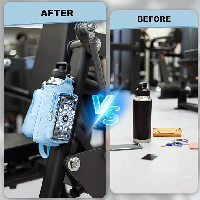 Magnetic Gym Bags for Men & Women with Adjustable Strap,Magnetic Bag Water Bottle Holder for Travel, Work,Sports,Water Bottle Sling Bag with Pocket (Blue)