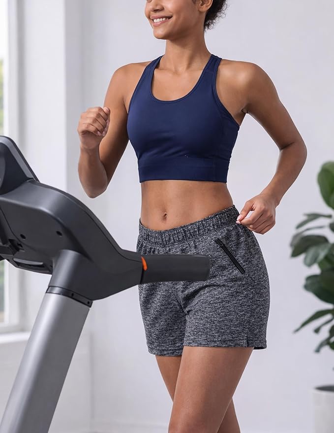 Liberty Imports 1 or 5 Pack Womens Lounge Workout Shorts with Zipper Pockets 5" Inseam Lightweight Athletic Casual Shorts