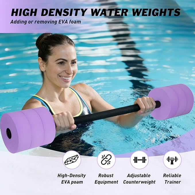 Hikeen Aquatic Exercise Dumbbells Water Dumbbell Pool Resistance Aquatic Fitness Barbells with 4 High-Density EVA Foam Pool Weights Dumbbells, for Water Aerobics Weight Loss