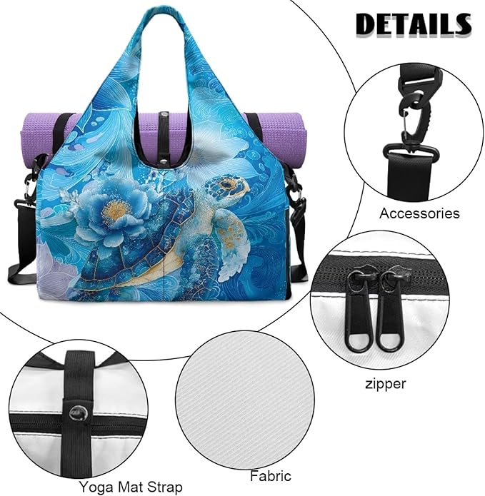 Gym Bag with Yoga Mat Holder Large Tote Bag With Multi Pockets for Women Men Dry Wet Separated Pocket Carryall Yoga Tote Bag for Pilates Travel Workout Office