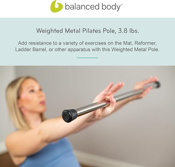 Balanced Body Weighted Metal Pole, Weighted Bar for Home or Studio Workouts, Exercise Equipment for Home Fitness or Gym Use