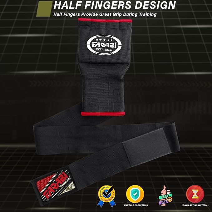 Farabi Quick Wraps Gloves Gel Paded Hand Wraps Adult MMA Boxing Muaythai Bandages Hand Protector 80cm Meter Wrist Support Strap Pair