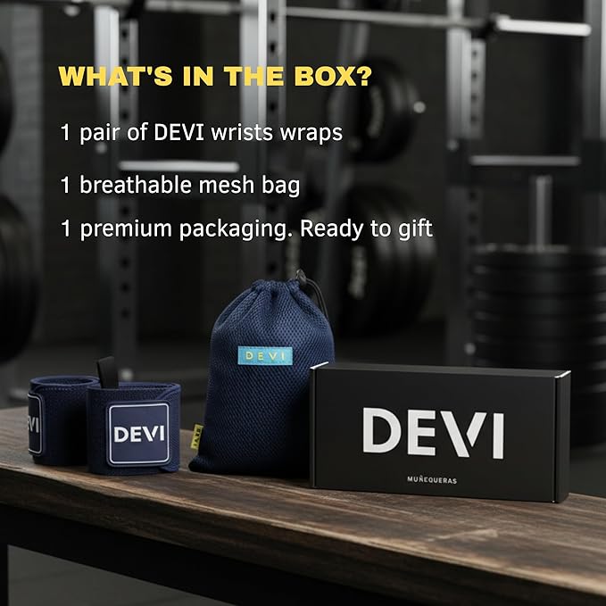 Wrist Wraps for Weightlifting 18" with Thumb Loop- Professional Quality, Best Wrist Support Wraps for Gym, Powerlifting Competition, Bodybuilding, Strength Training, Curls & Dips, Bench Press- Men and Women (Pair) DEVI