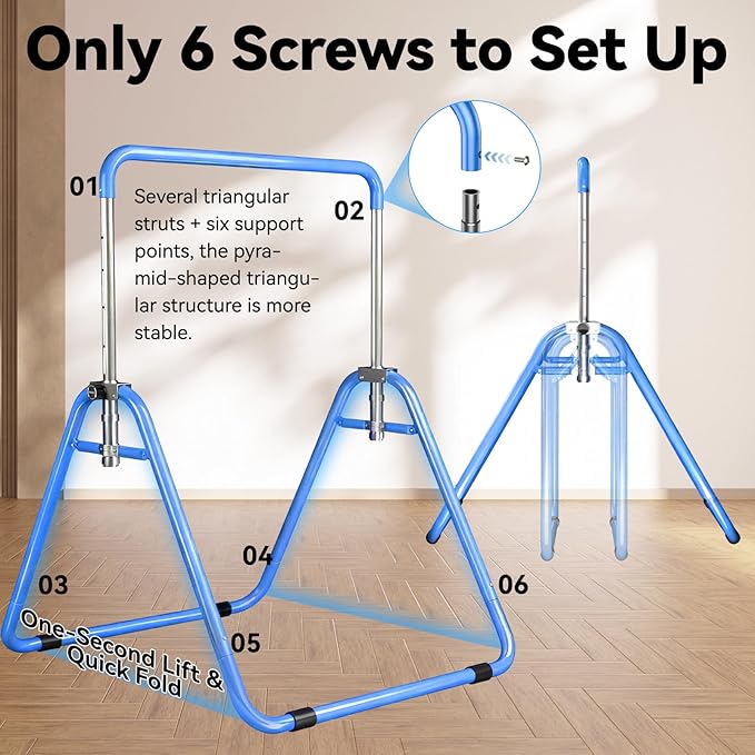 Kids Gymnastics Bar Gymnastic Equipment for Home Adjustable Height Gymnastic Training Bar Gymnastic Stuff for 3-7 Years Old Girls