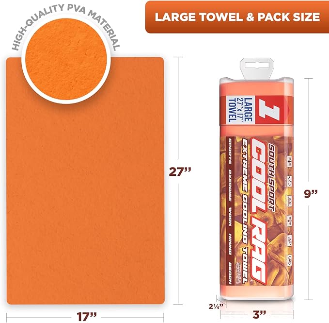 Cool RAG Extreme Cooling Towel for Heat Relief - PVA Cooling Towel for Workout, Gym, Running and for Other Outdoor Sports - Cooling Rag for Neck - Cool Towel for Quick Cooling