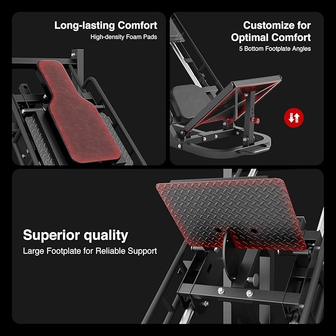 Dripex Leg Press Machine, Leg Press Machines for Home Gym, Professional Leg Press Hack Squat Machine Combo with 4 Weight Plate Storage Holders for Full Lower Body Workout - Weight Plates Not Included