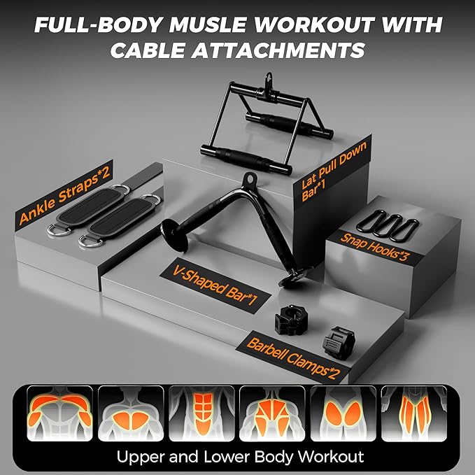 Mikolo M4 2.0 Smith Machine, 2200lbs Squat Rack with LAT-Pull Down System & Cable Crossover Machine, Training Equipment with Leg Hold-Down Attachment
