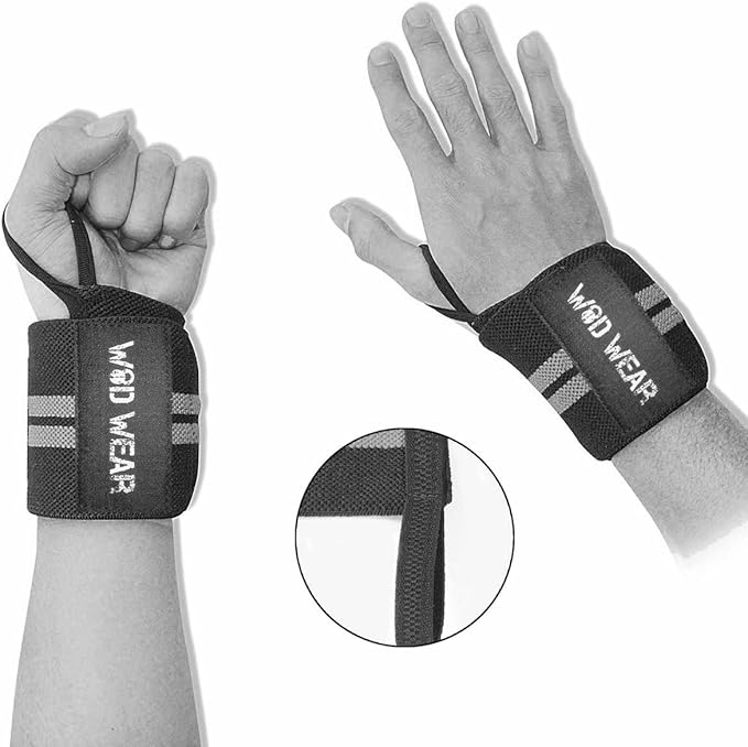 Elastic Wrist Wraps for Powerlifting, Strength Training, Bodybuilding, Cross Training, Olympic Weightlifting, Yoga Support - One Size Fits All