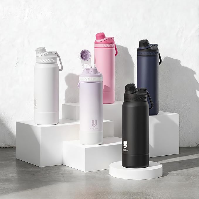 24oz Insulated Water Bottle| Double-Wall Vacuum Stainless Steel, Wide Mouth Design, Leak-Proof Reusable Bottle for Gym, Sports & Daily Hydration - RedPink