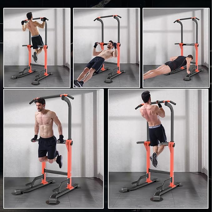 K KINGKANG Power Tower Pull Up Dip Bar For Home Gym Multi-Functional adjustable Strength Training Fitness Workout Station Chin-Ups Push-Ups Pull-Ups Dip-Ups 330LBS T055CDC