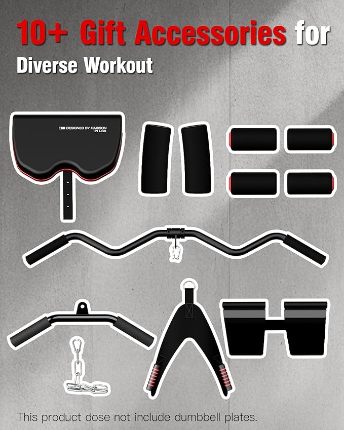 HARISON Home Gym - Full Body Workout Equipment, Exercise Equipment, Fitness Equipment, Multifunctional Home Gym Equipment for Home with Pulley System, Weight Bench, Leg Extension, Rowing Machine